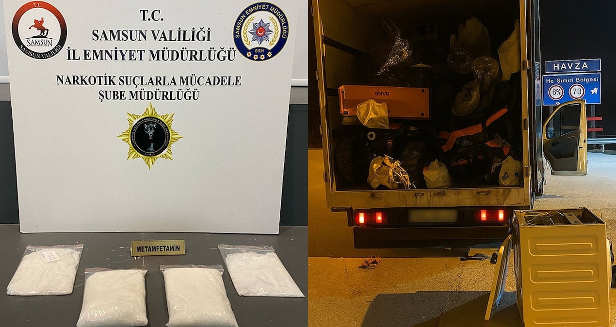Çamaşır makinesine gizlenmiş 1 kilo 361 gram metamfetamin ele geçirildi