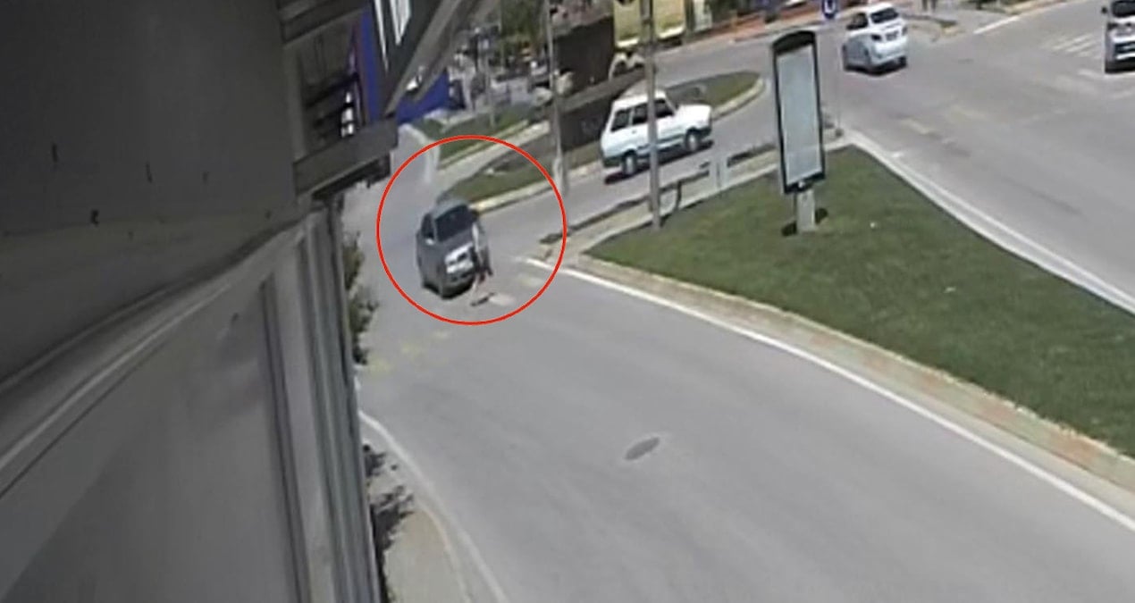 Edirne’de otomobil, yayaya çarptı: O anlar kamerada